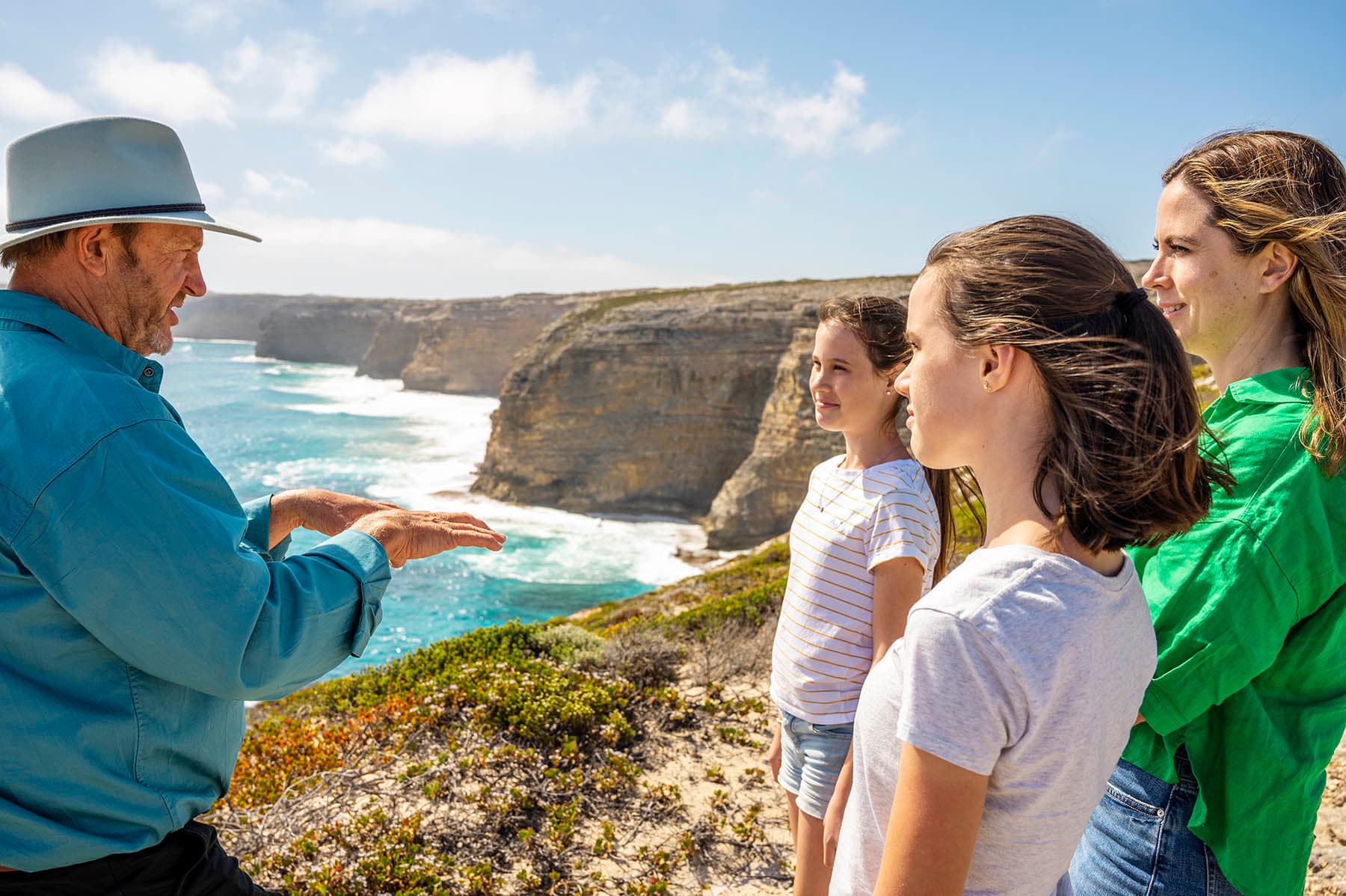 Craig “Hassie” Haslam leading a family tour around Port Lincoln, South Australia
