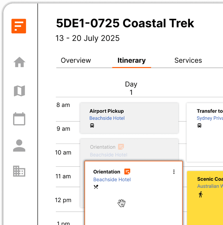 Fieldbook itinerary builder and calendar